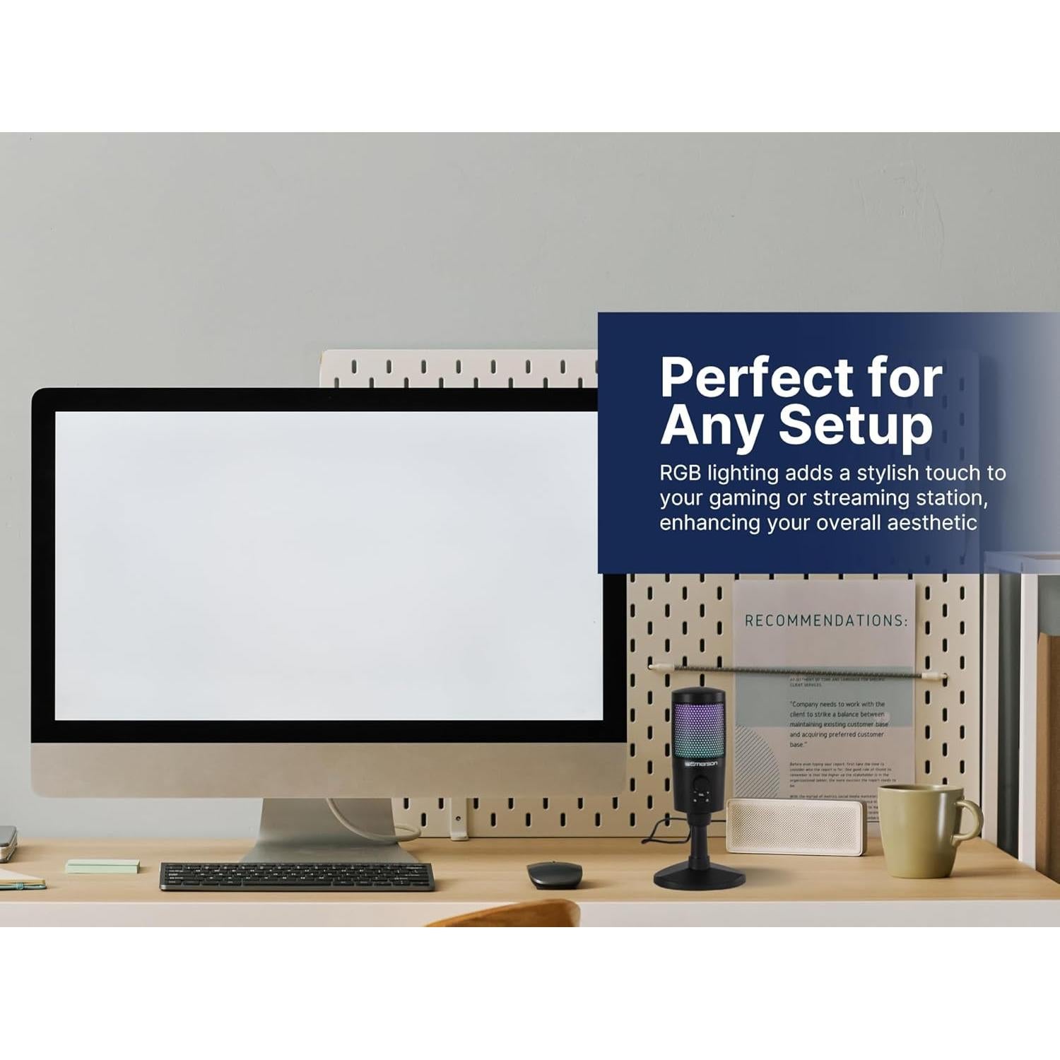 Micrófono USB Emerson EAM-9050 para Juegos y Streaming RGB