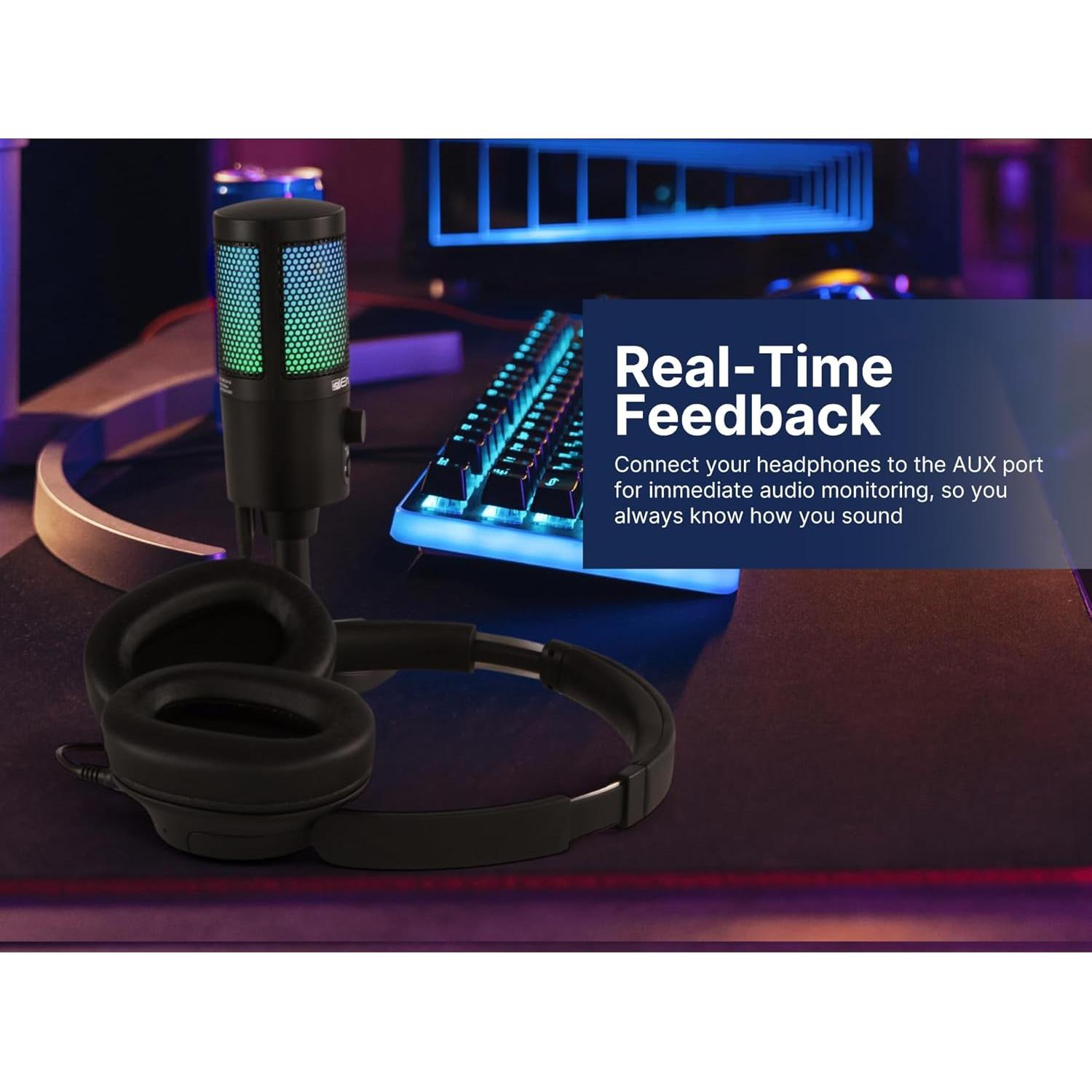 Micrófono USB Emerson EAM-9050 para Juegos y Streaming RGB