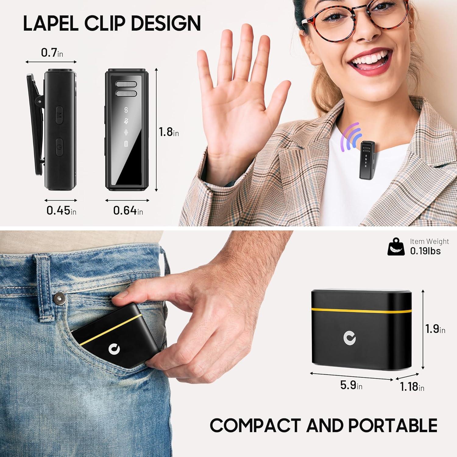 Micrófono Lavalier Inalámbrico CAHAYA con Estuche de Carga