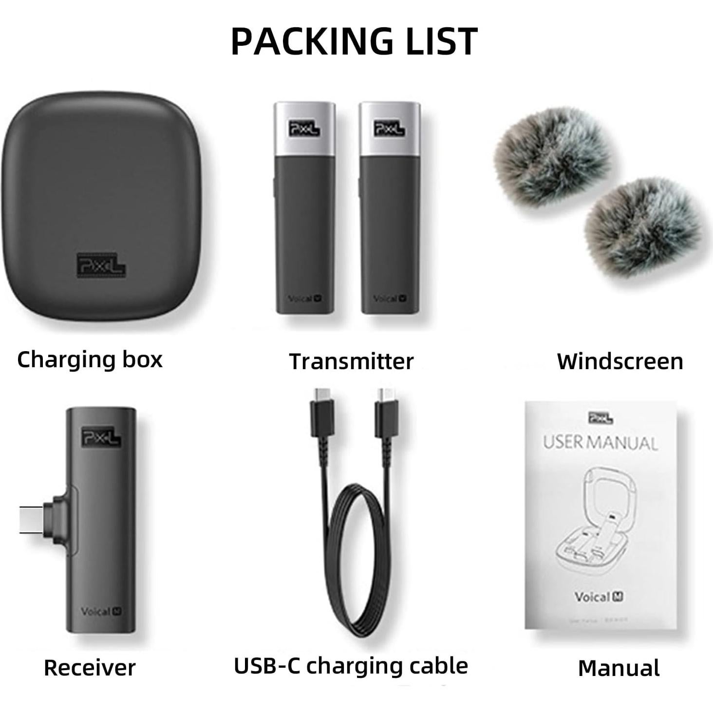 Micrófono Lavalier Inalámbrico Pixel Voical M Type-C 42h Batería