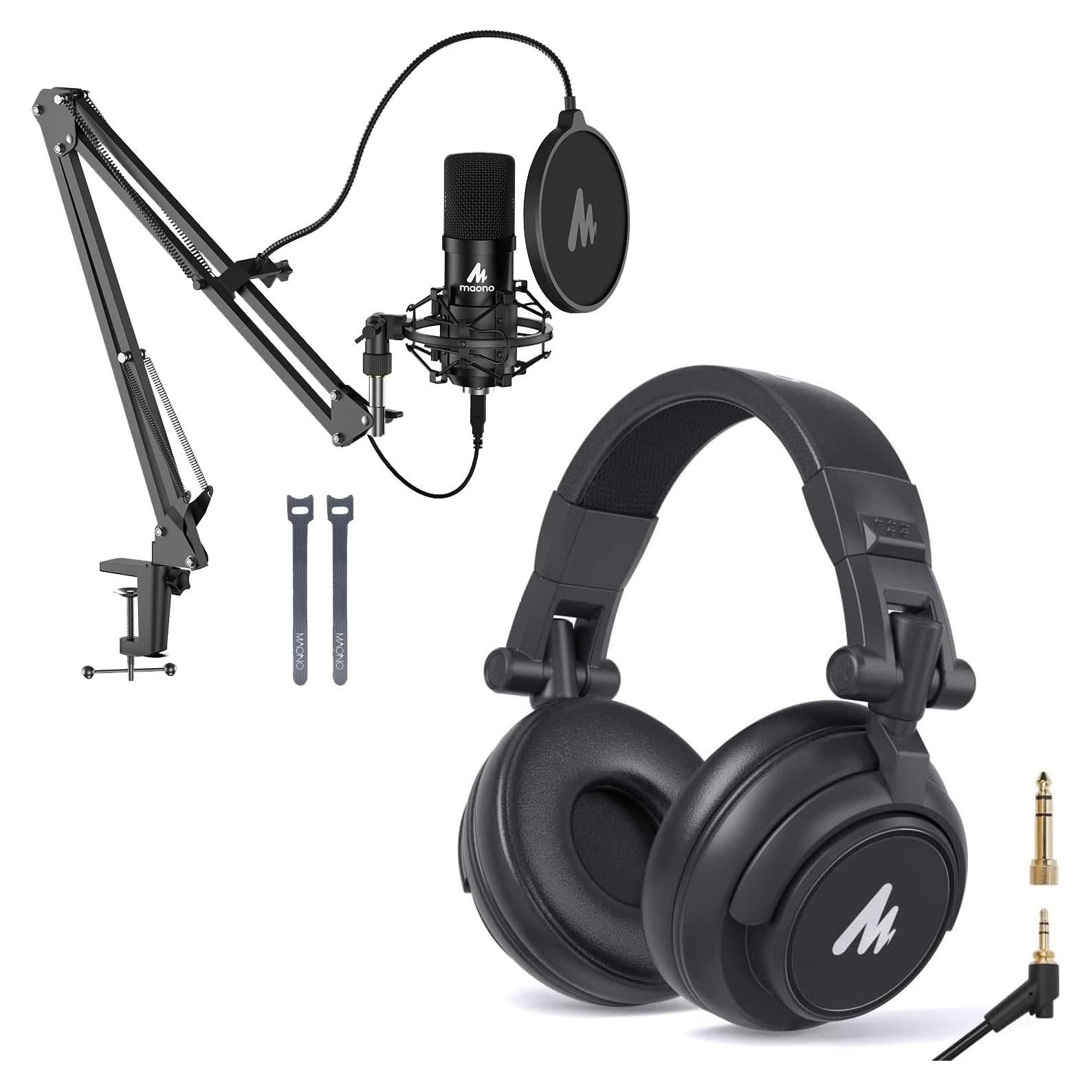 Micrófono USB MAONO AU-A04 con Auriculares y Brazo de Soporte