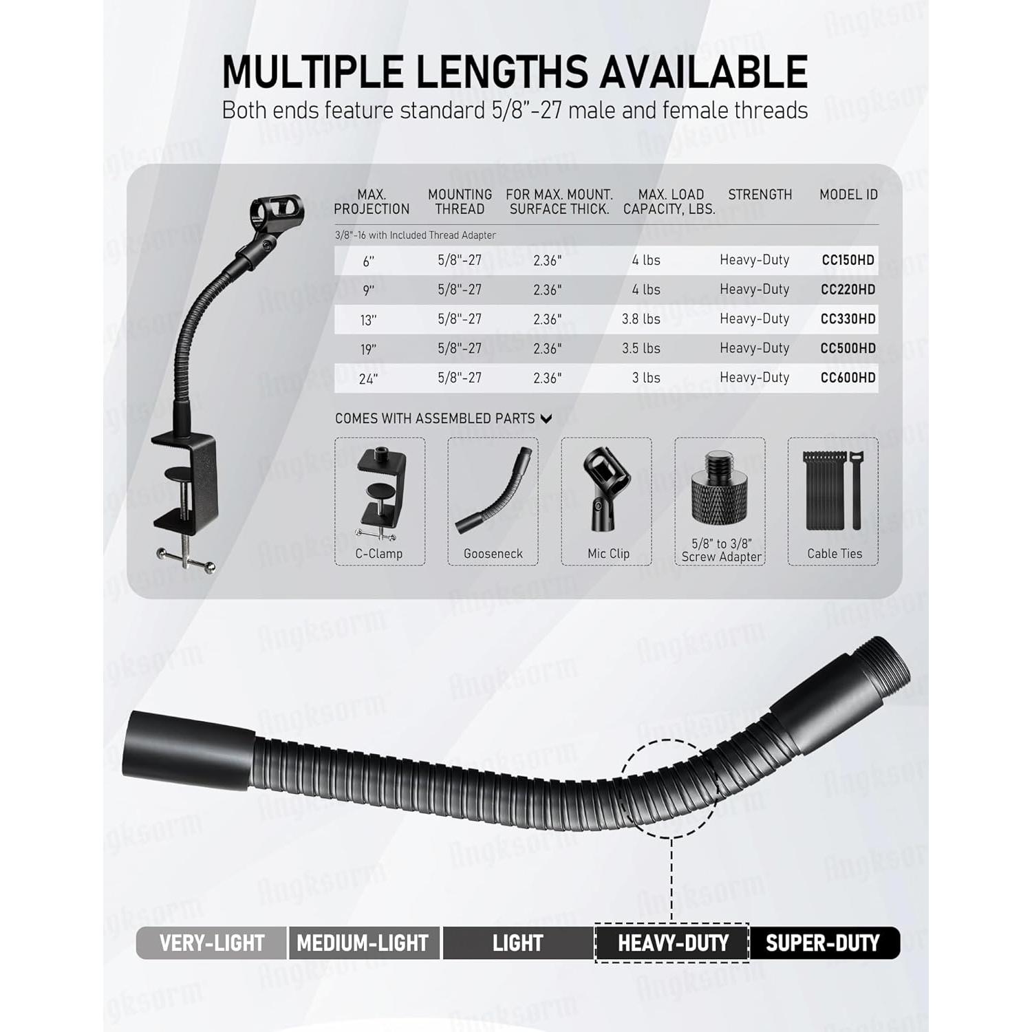 Soporte de micrófono flexible TMS-669 con abrazadera negro