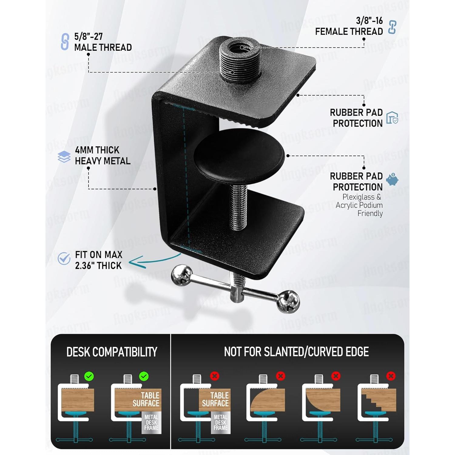 Soporte de micrófono flexible TMS-669 con abrazadera negro