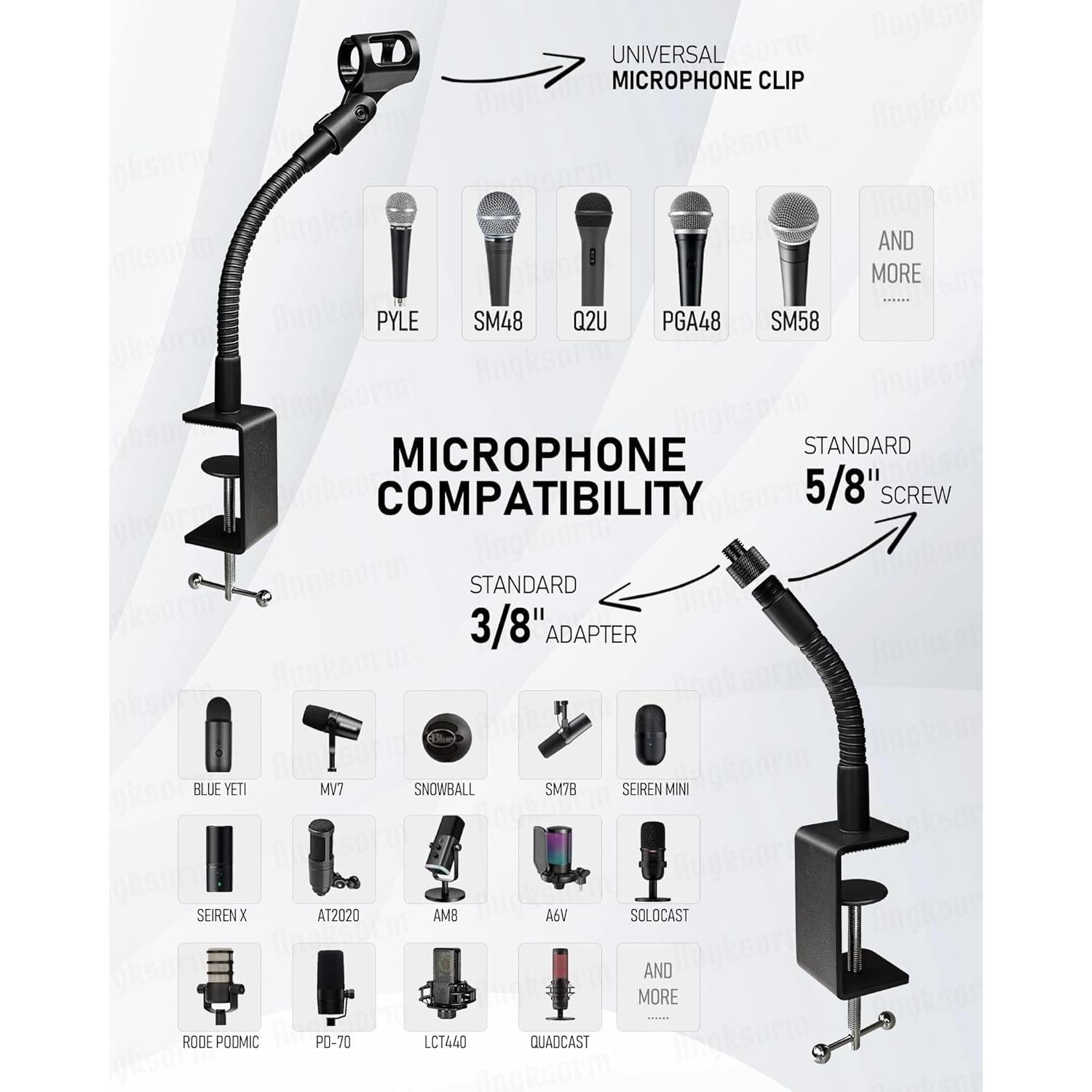 Soporte de micrófono flexible TMS-669 con abrazadera negro