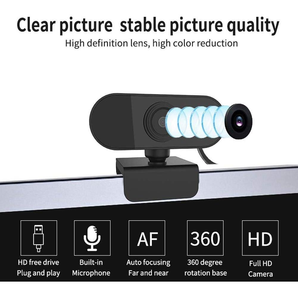 Cámara Web HD 1080P Fabater con Micrófono y Rotación 360°