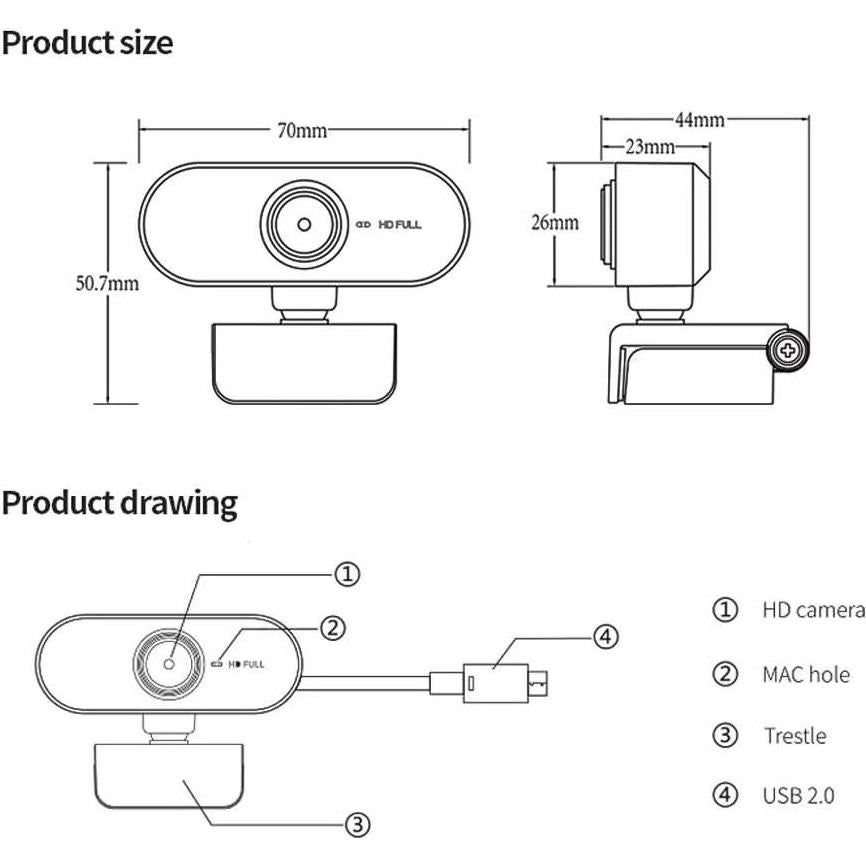 Cámara Web HD 1080P Fabater con Micrófono y Rotación 360°
