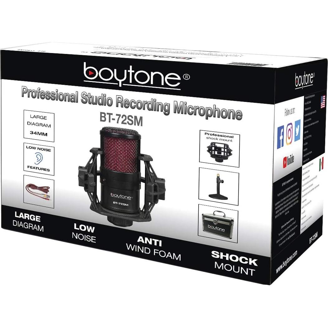 Micrófono USB Boytone BT-72SM Cardioide 25mm para PC y Mac