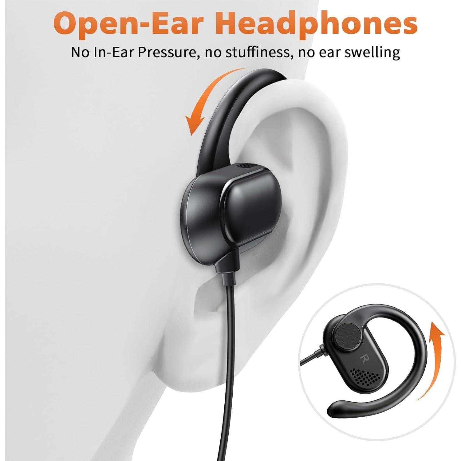 Auriculares USB-C ACANDYA con micrófono y gancho ergonómico