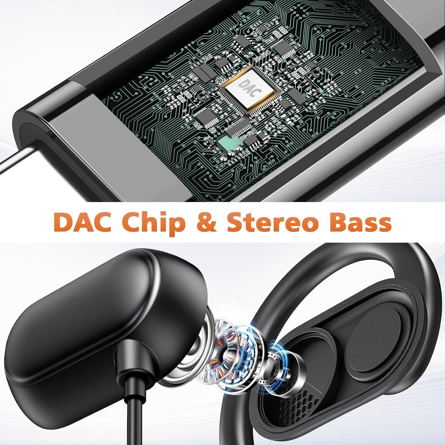 Auriculares USB-C ACANDYA con micrófono y gancho ergonómico