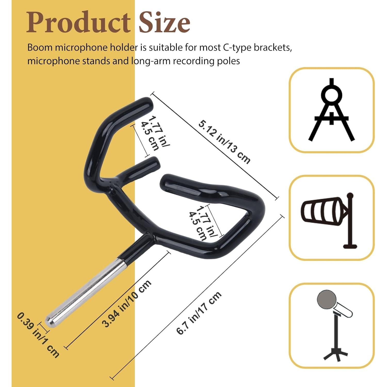 Soporte de Micrófono Boom de Acero Galvanizado 17x13 cm