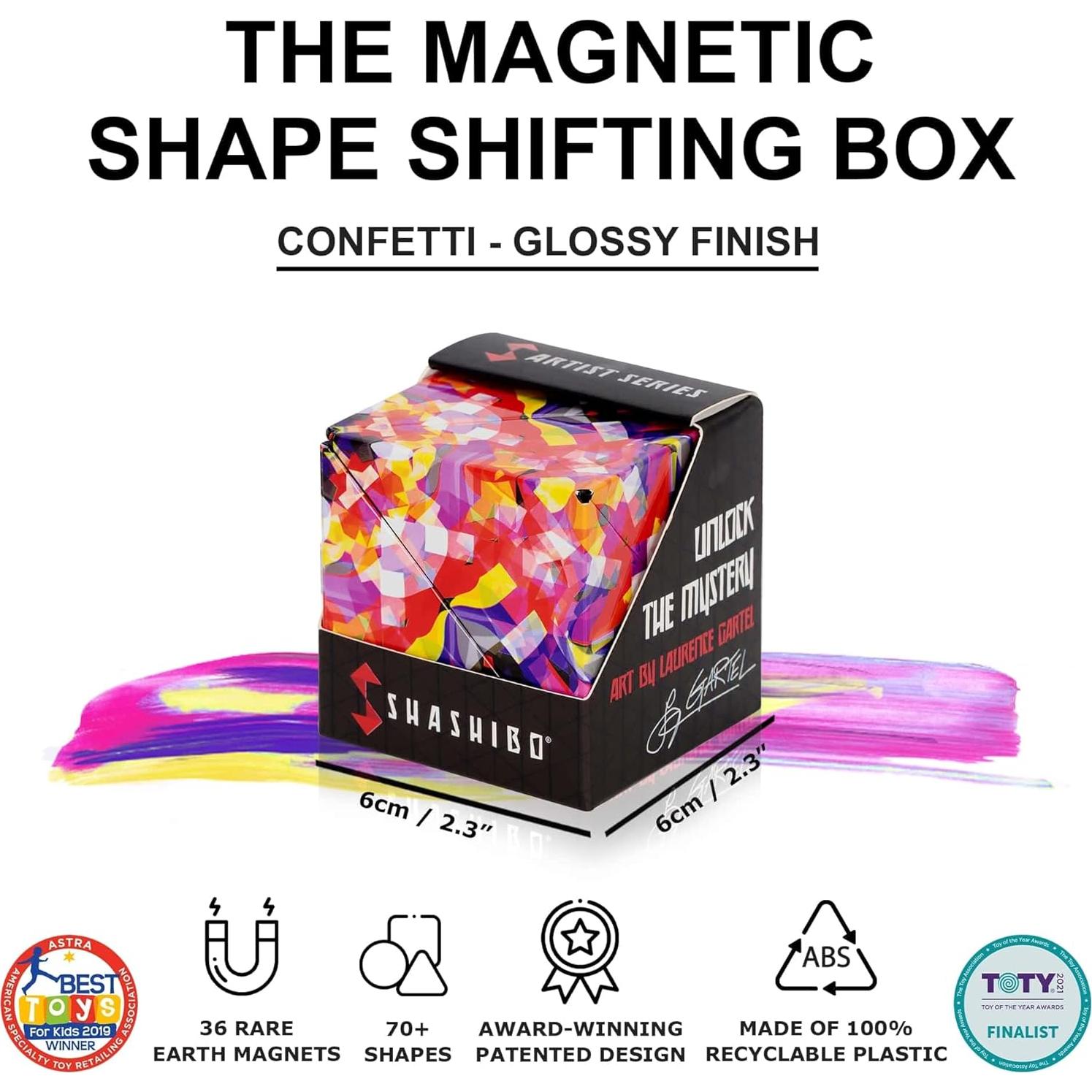 Cubo Antiestrés Shashibo Confeti - 36 Imanes - 70 Formas