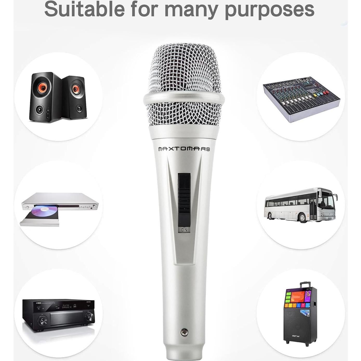 Micrófono Dinámico Adamantite de Mano con Cable 4m Plata