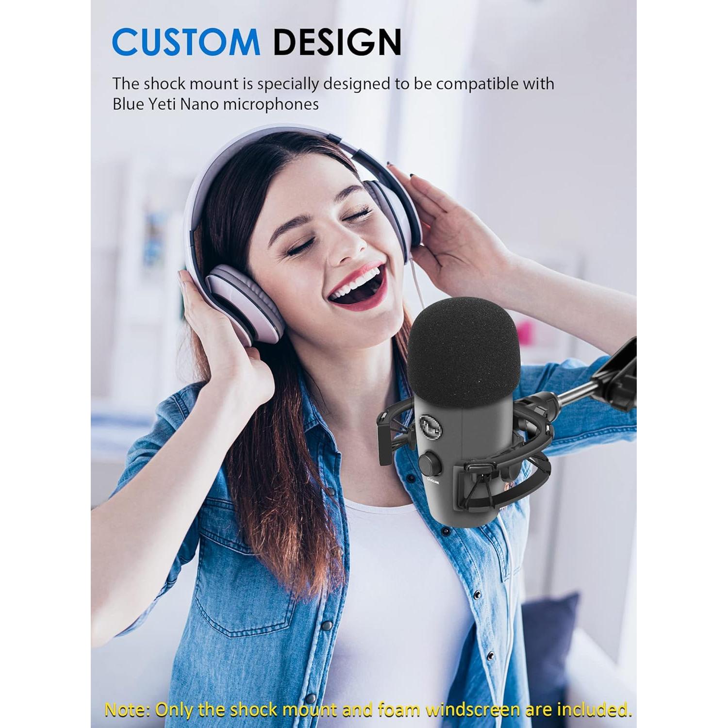 Soporte de choque Borenbuir para micrófono Yeti Nano con filtro pop