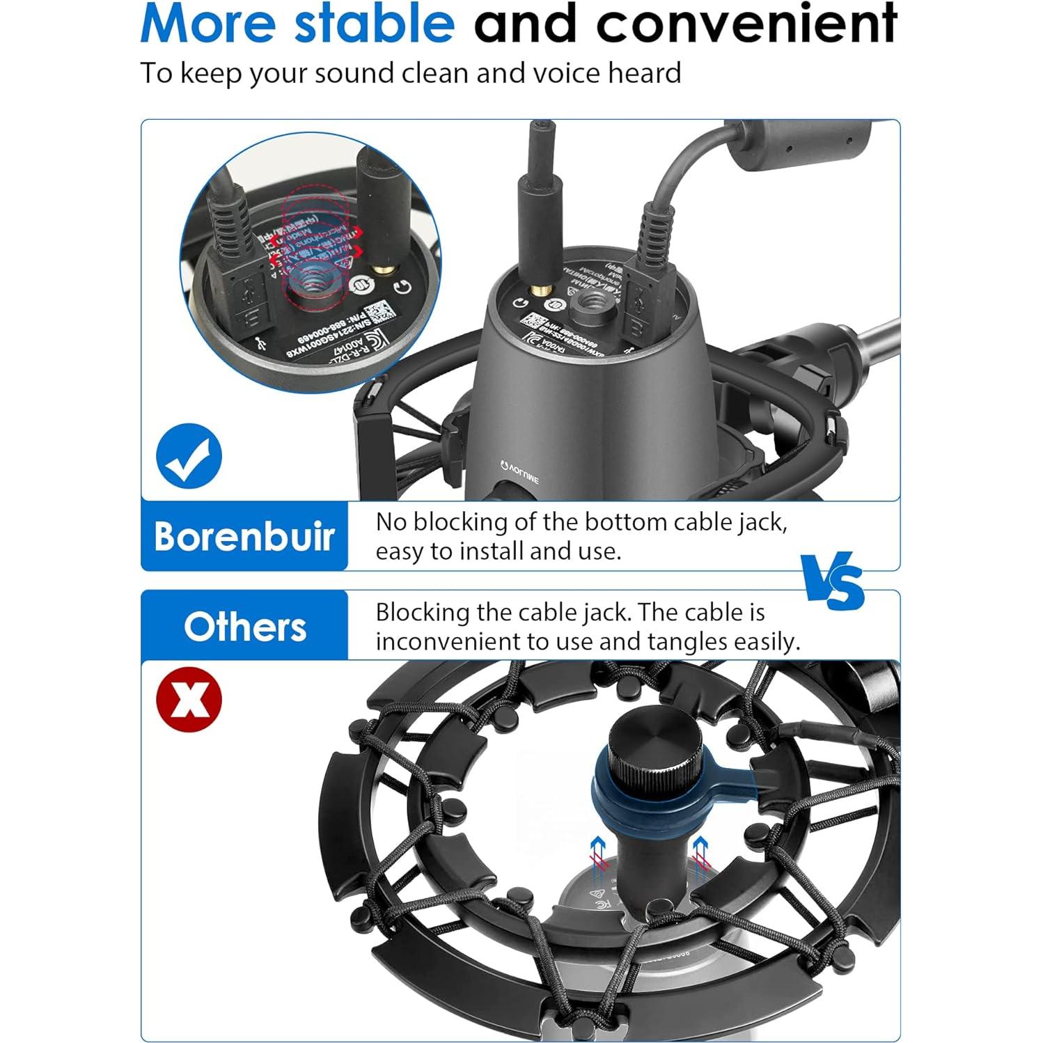 Soporte de choque Borenbuir para micrófono Yeti Nano con filtro pop