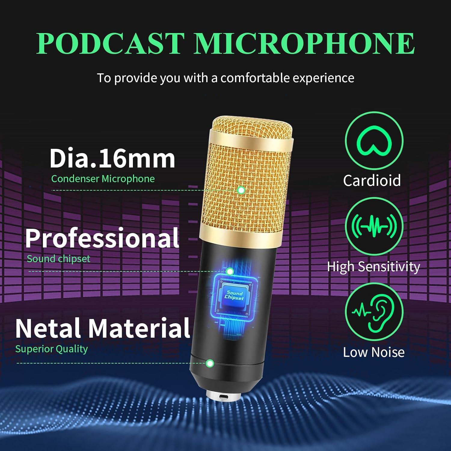 Kit Micrófono Condensador GUHUS BM800 USB con Soporte y Filtro