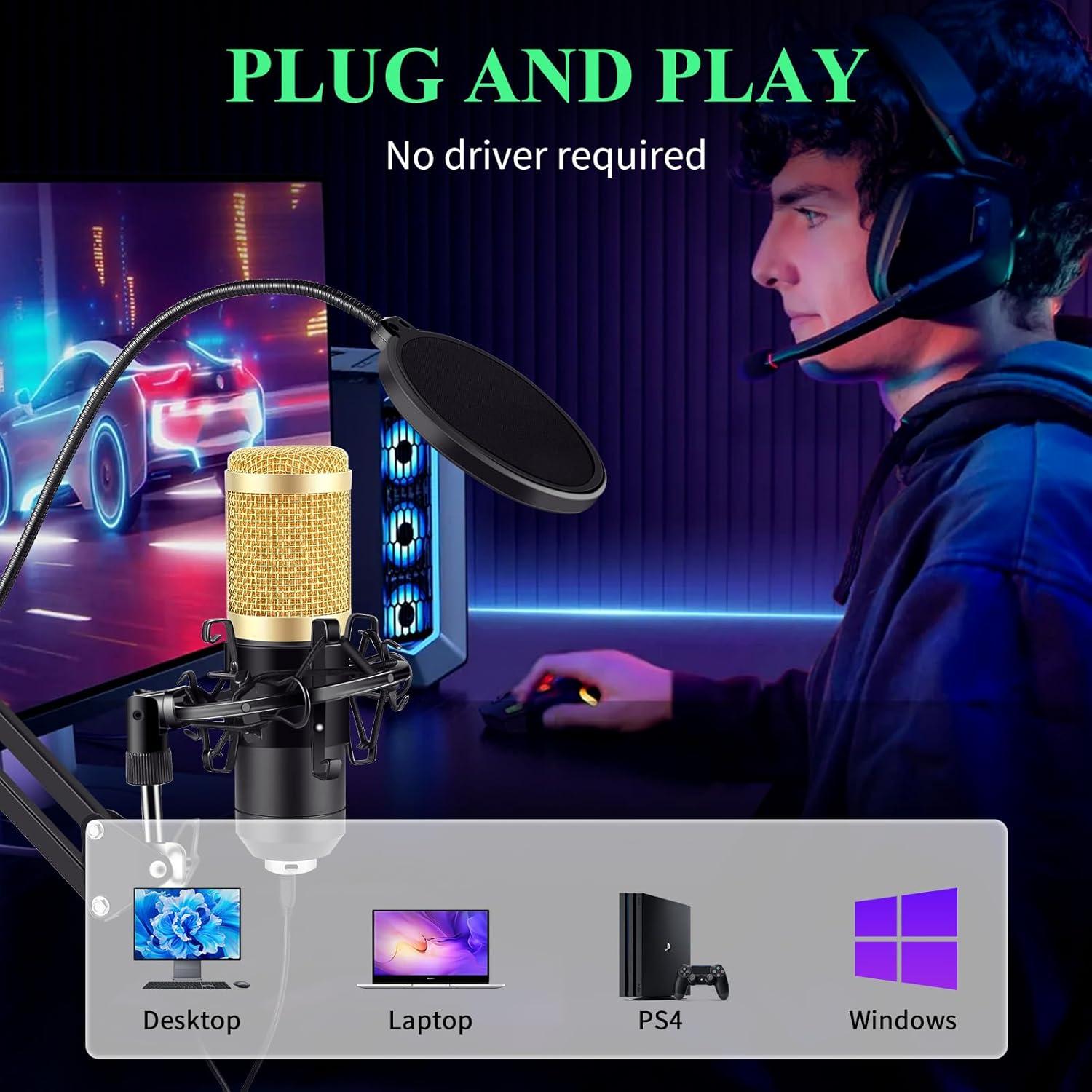 Kit Micrófono Condensador GUHUS BM800 USB con Soporte y Filtro