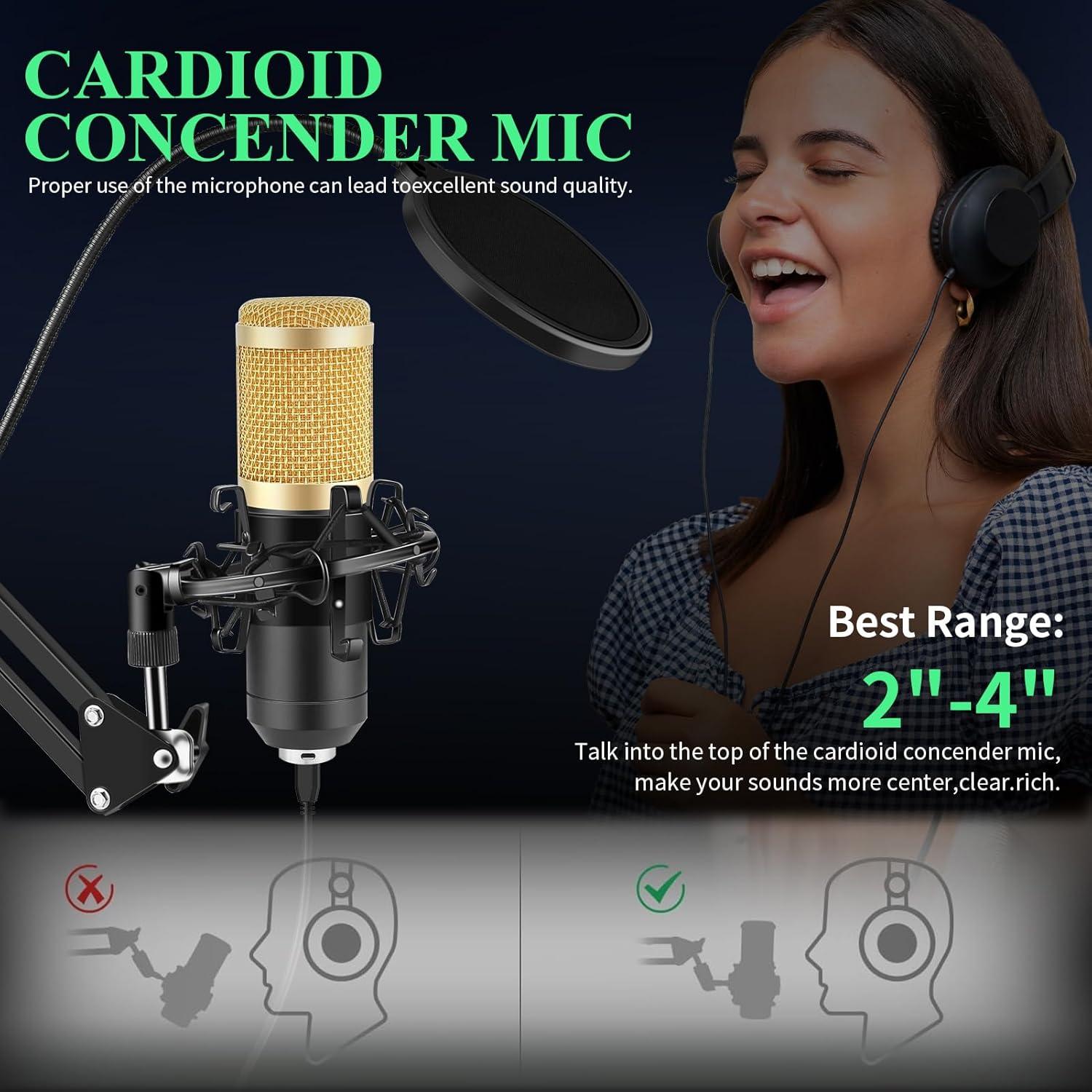 Kit Micrófono Condensador GUHUS BM800 USB con Soporte y Filtro