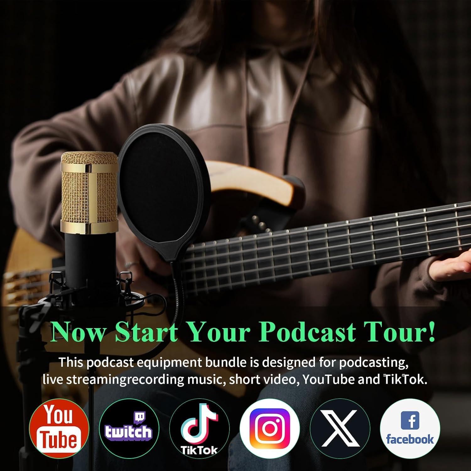 Kit Micrófono Condensador GUHUS BM800 USB con Soporte y Filtro