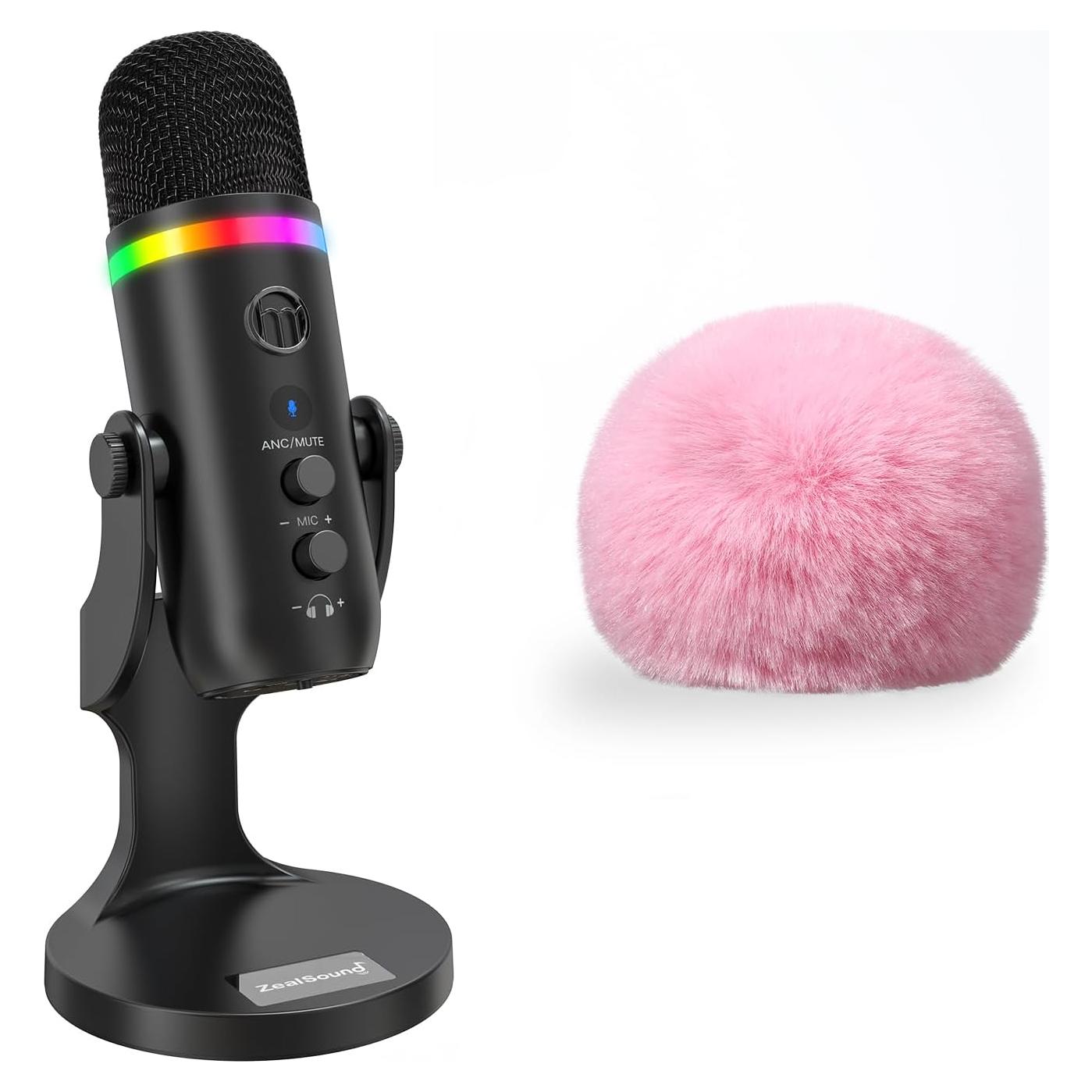 Micrófono USB ZealSound K66 Pro con Paravientos Peludo