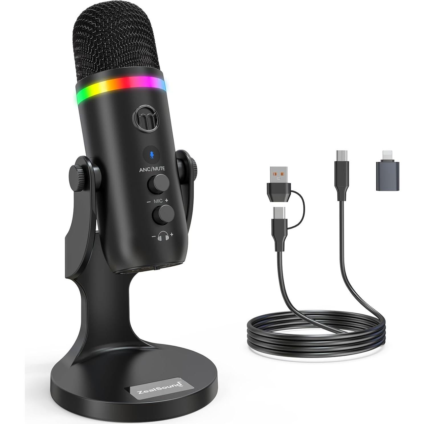 Micrófono USB ZealSound K66 Pro con Paravientos Peludo
