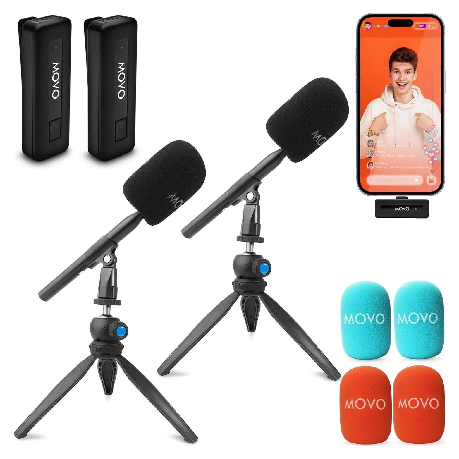 Micrófono Inalámbrico Movo Mini para iPhone con Soporte