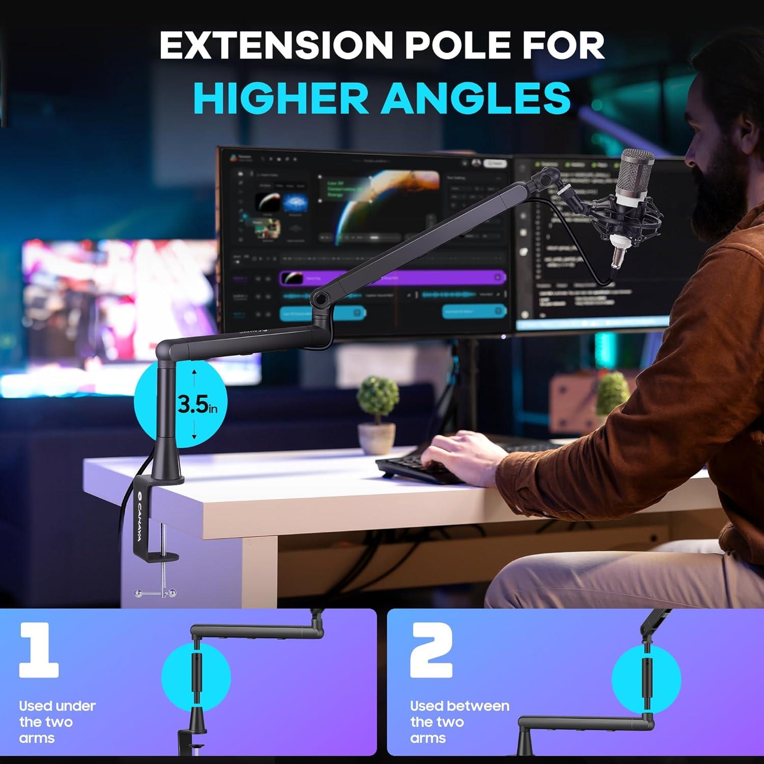 Soporte de Micrófono CAHAYA de Bajo Perfil 360° Ajustable