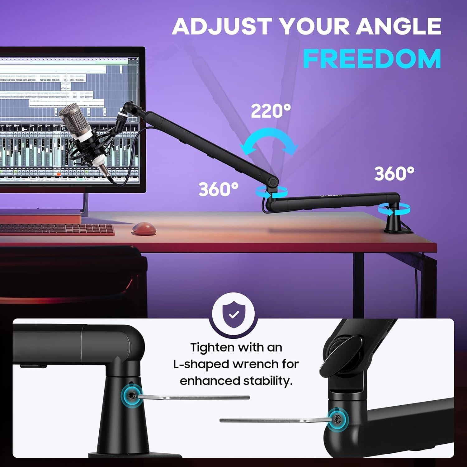 Soporte de Micrófono CAHAYA de Bajo Perfil 360° Ajustable