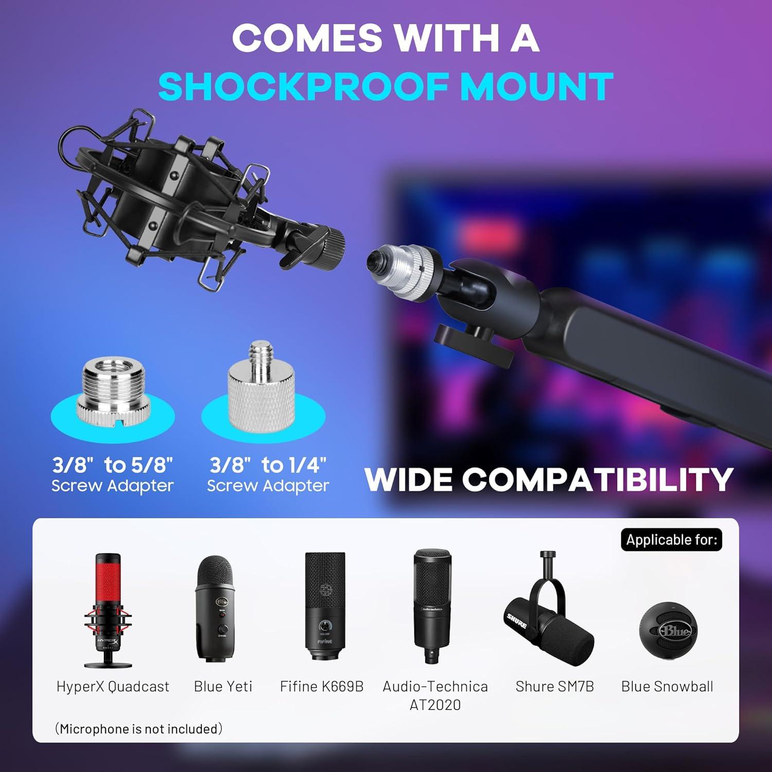 Soporte de Micrófono CAHAYA de Bajo Perfil 360° Ajustable