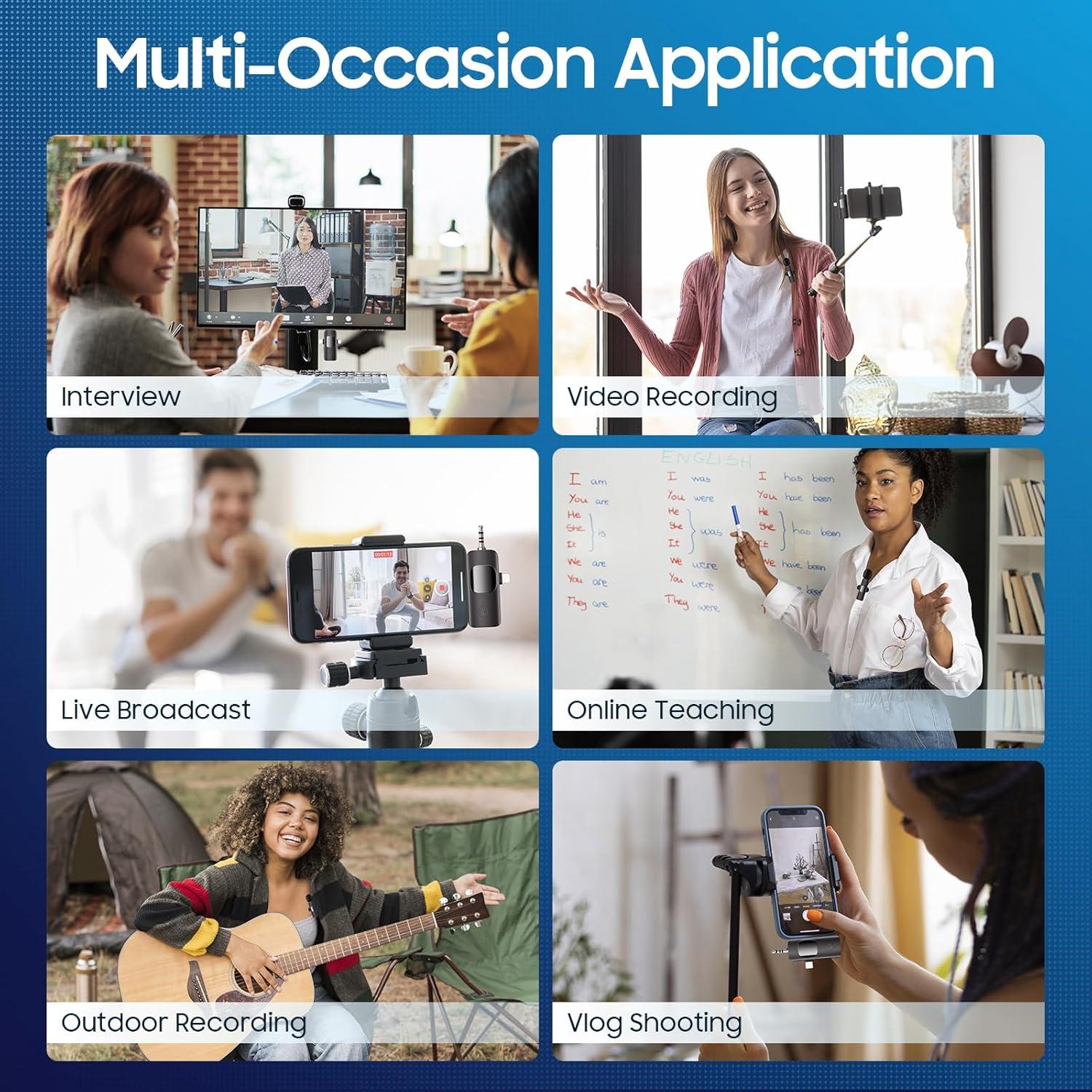 Micrófono Lavalier Inalámbrico YFIXQNSU K15 - 7h Batería, Cancelación Ruido