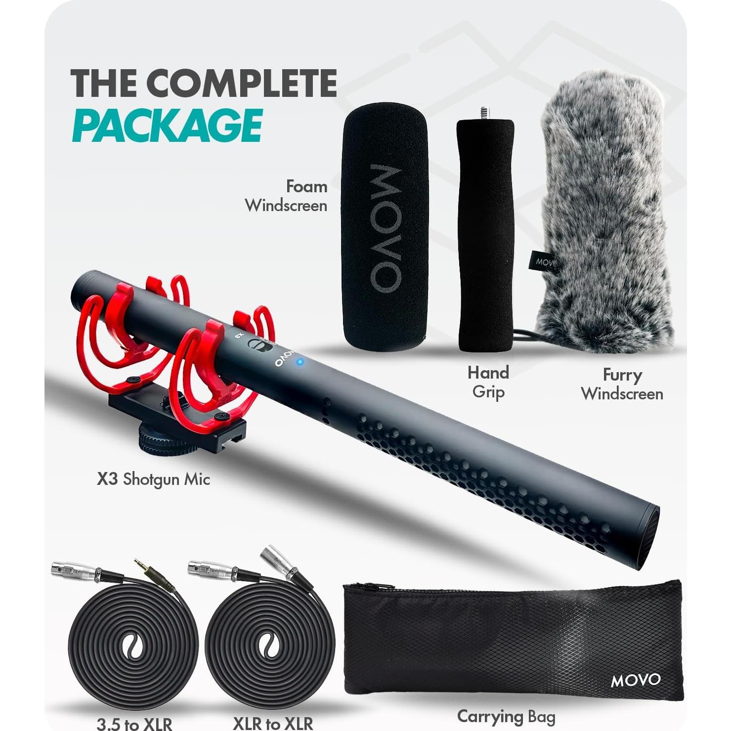 Micrófono de Escopeta Movo X3-II Supercardioide 27.94 cm