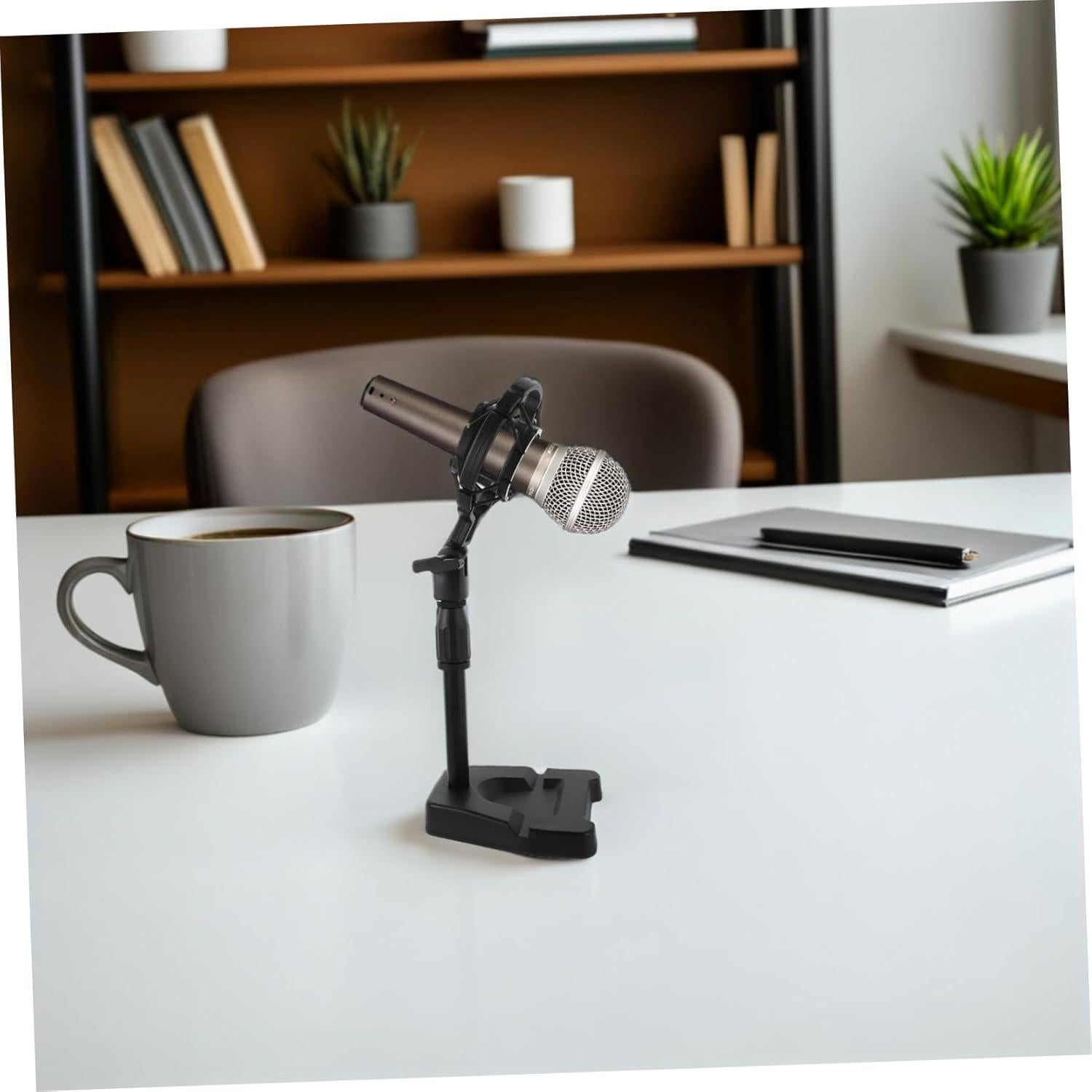 Soporte de Micrófono de Escritorio Ajustable Negro para Podcast