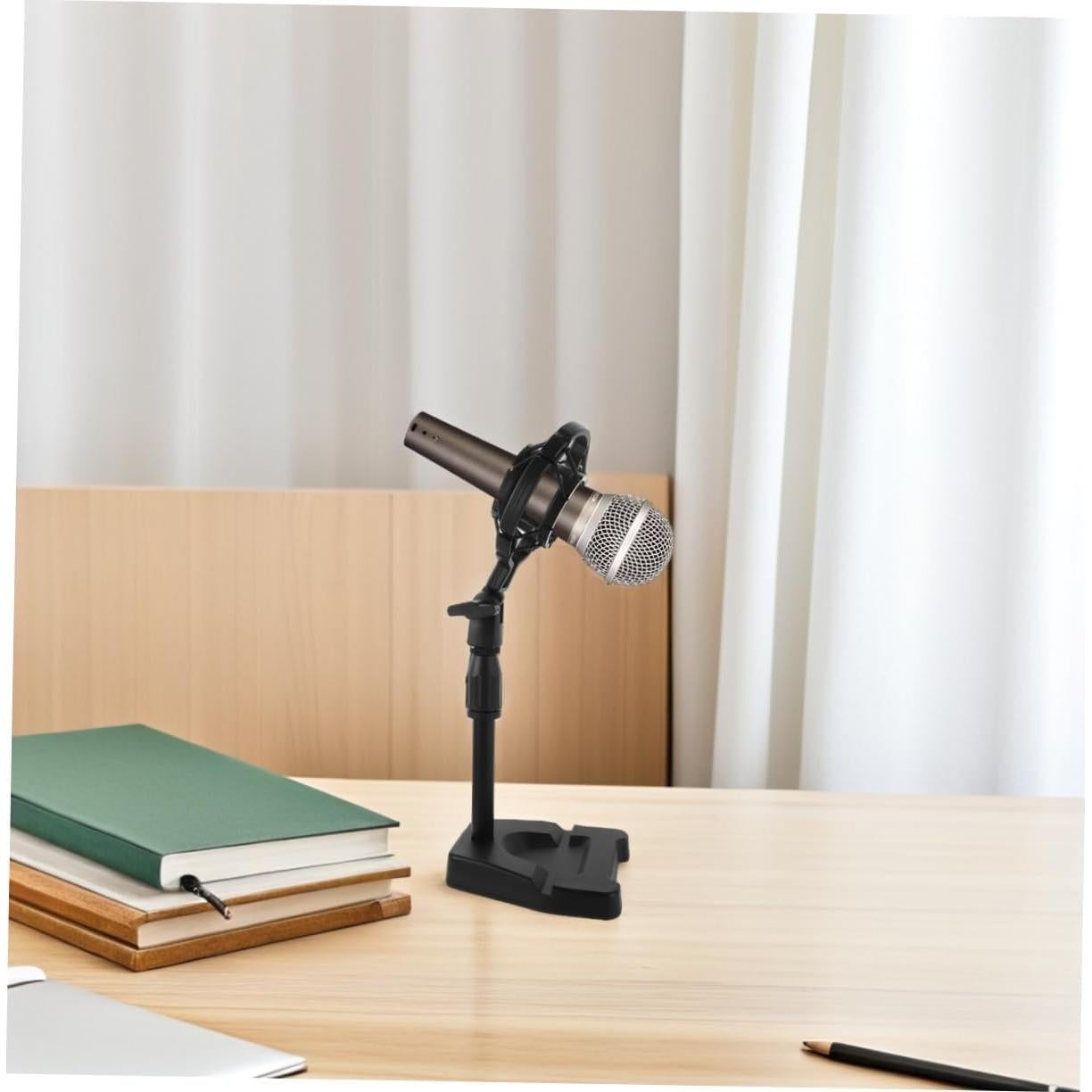Soporte de Micrófono de Escritorio Ajustable Negro para Podcast
