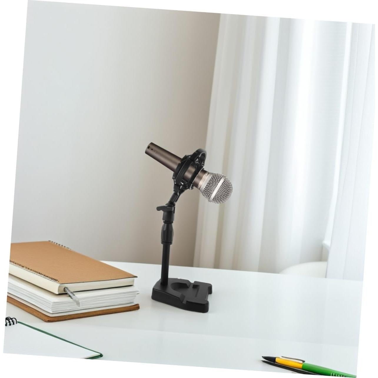 Soporte de Micrófono de Escritorio Ajustable Negro para Podcast