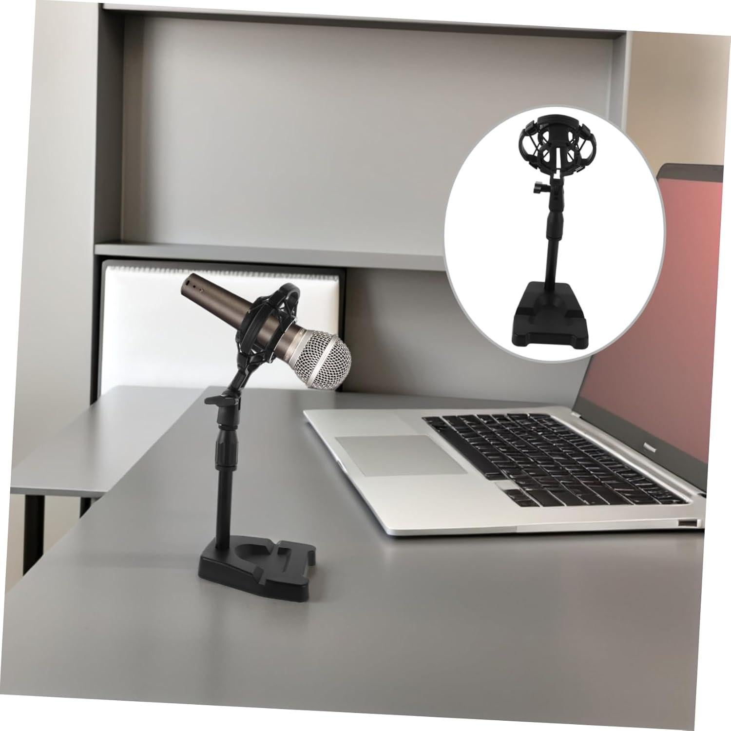 Soporte de Micrófono de Escritorio Ajustable Negro para Podcast