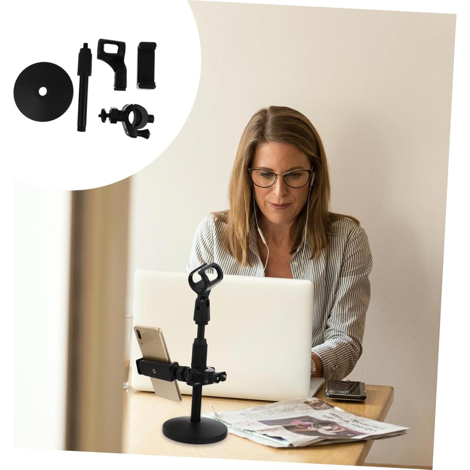 Soporte de Micrófono Ajustable Yardwe para Escritorio Negro