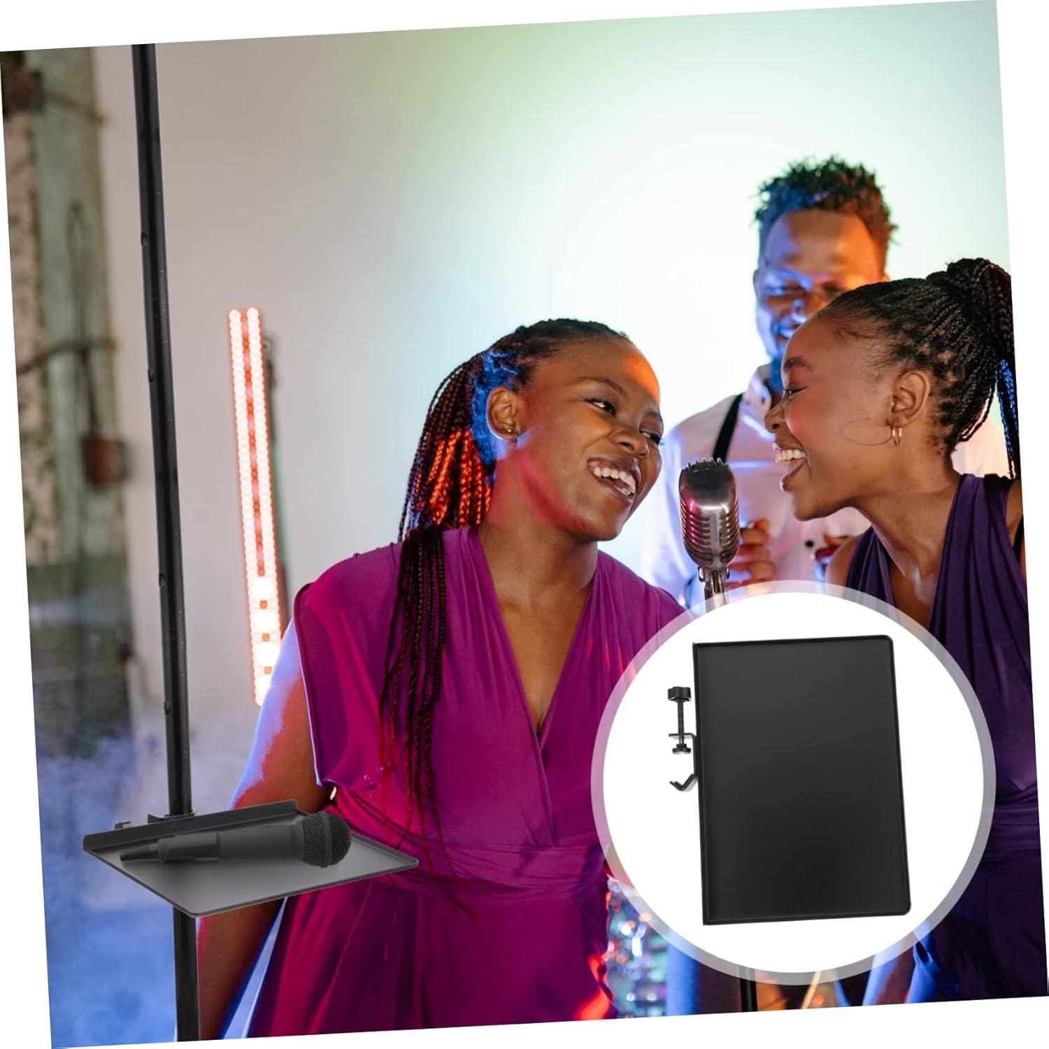 Soporte de Micrófono de Metal con Bandeja de Almacenamiento 23x16.5cm