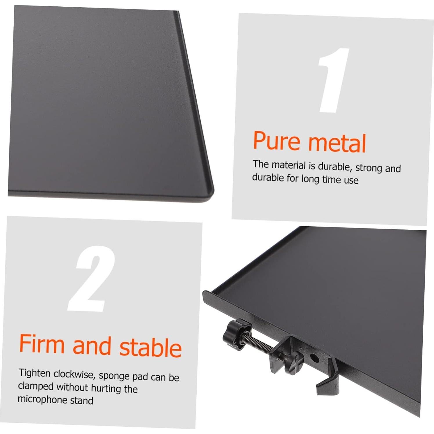 Soporte de Micrófono de Metal con Bandeja de Almacenamiento 23x16.5cm