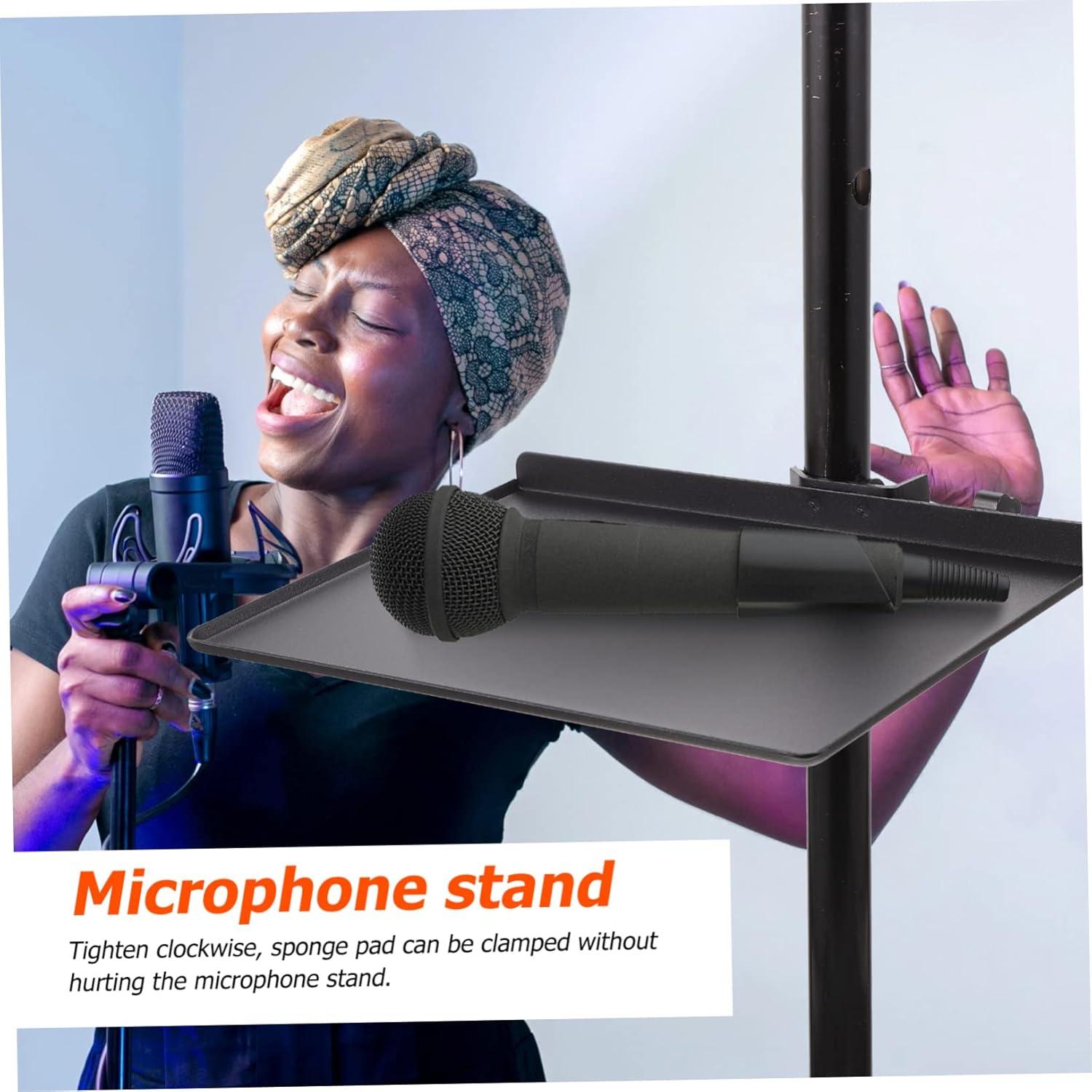 Soporte de Micrófono de Metal con Bandeja de Almacenamiento 23x16.5cm