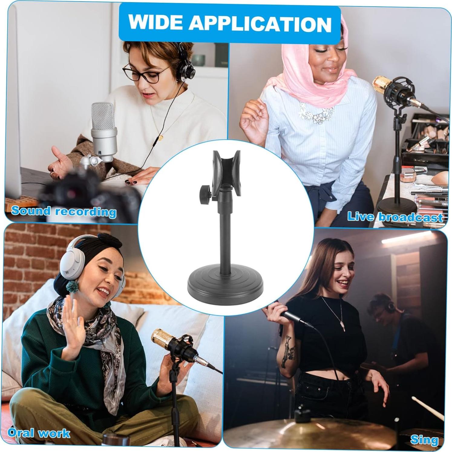 Soporte de Micrófono de Escritorio Ajustable Kisangel Negro