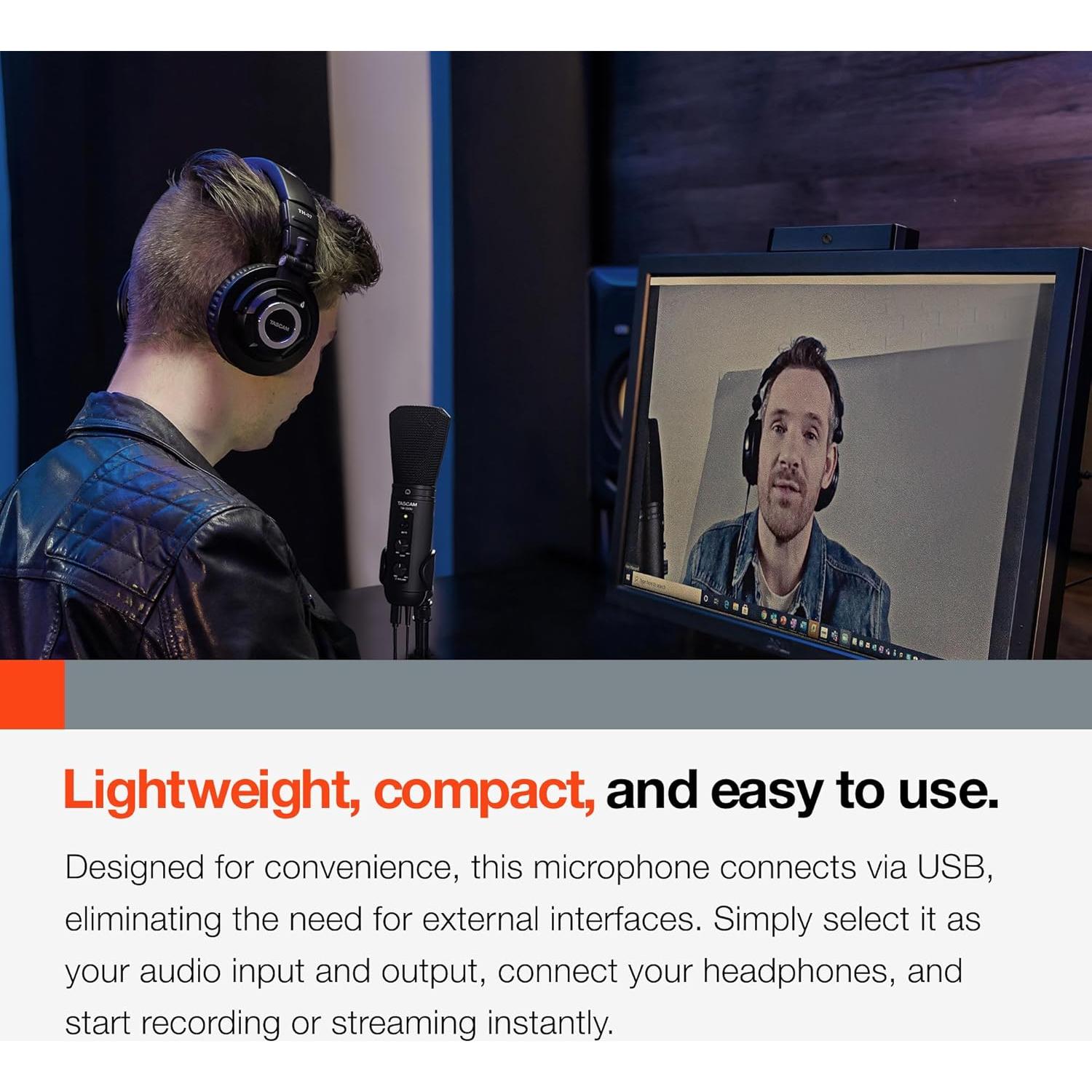 Tascam TM-250U USB Condenser Microphone for Podcasting, Conferencing, Computer Recording, and Online Audio (TM250U)