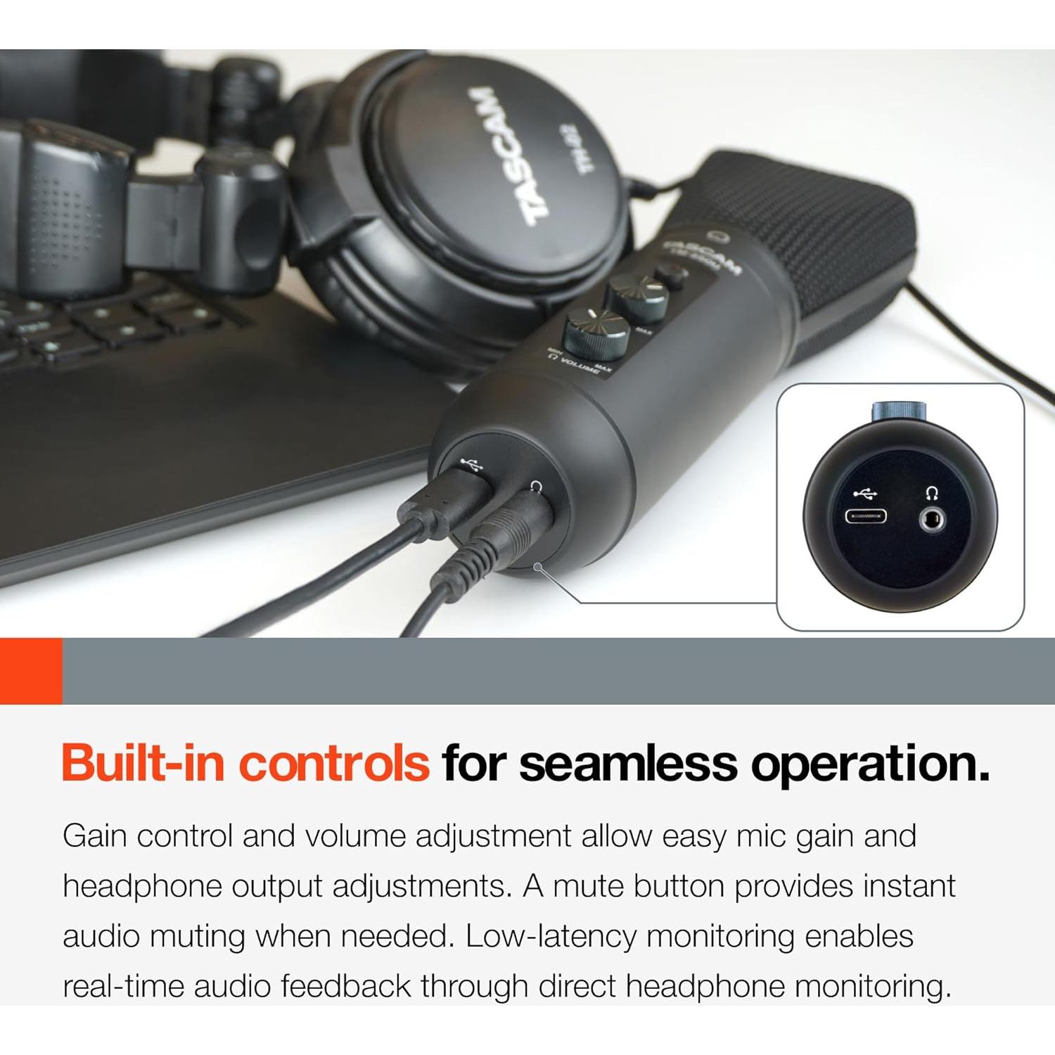 Tascam TM-250U USB Condenser Microphone for Podcasting, Conferencing, Computer Recording, and Online Audio (TM250U)