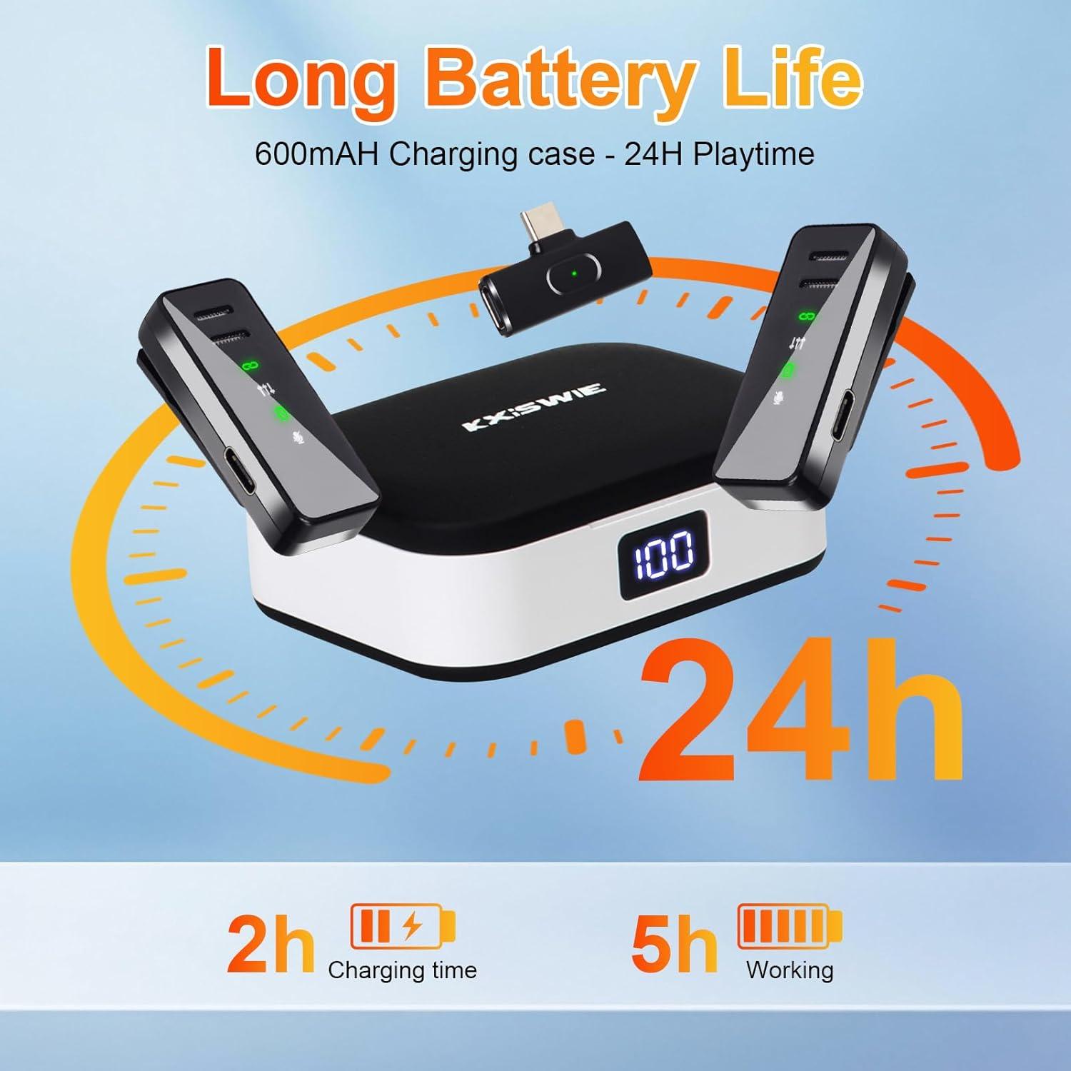 Micrófono Lavalier Inalámbrico KXiSWIE con Estuche USB-C