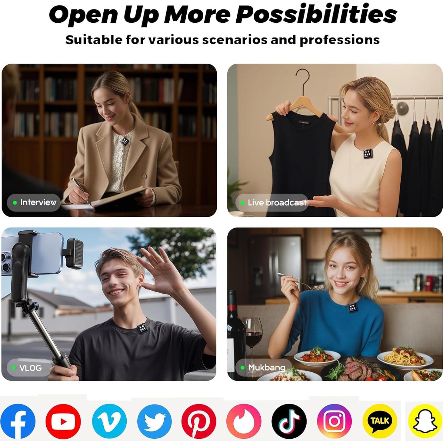 Micrófono Lavalier Inalámbrico ATKTTOP con Cancelación de Ruido