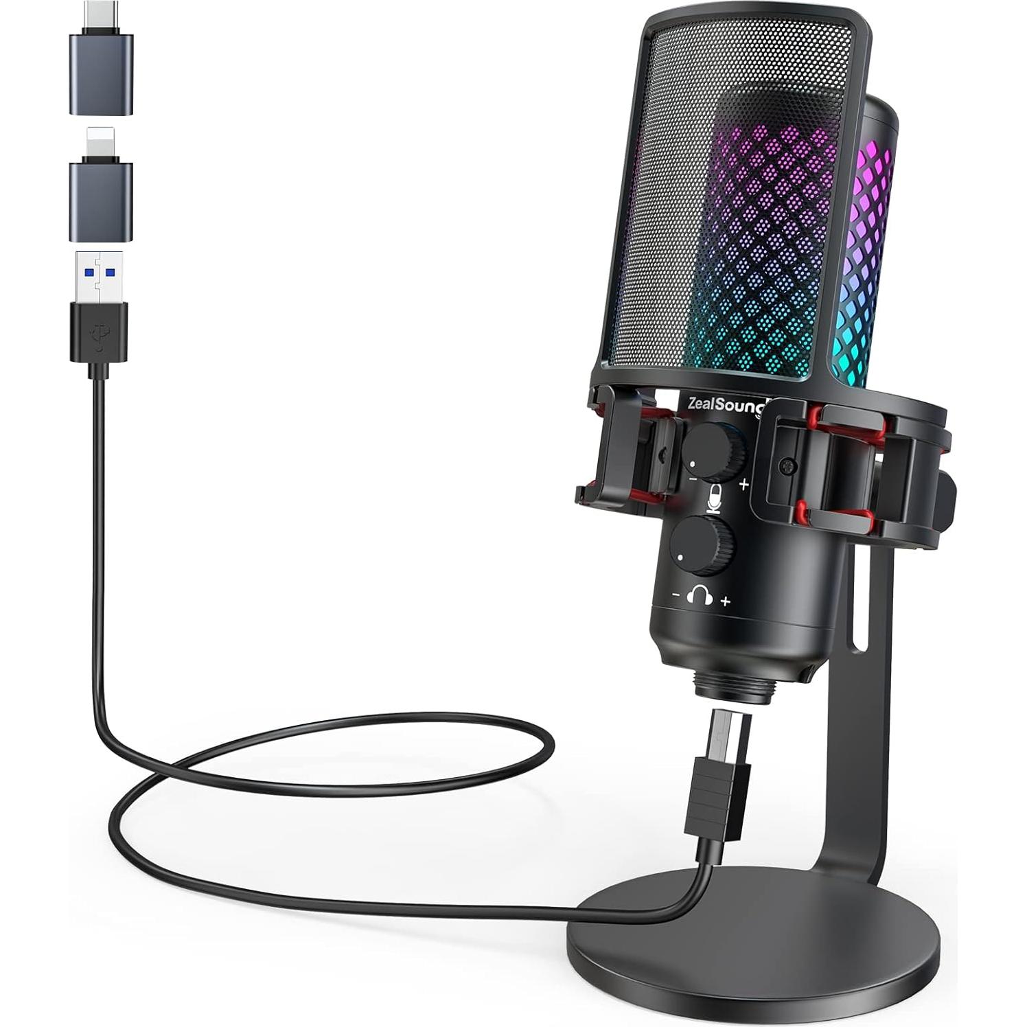 Micrófono RGB ZealSound para Juegos y Podcasting USB 96kHz