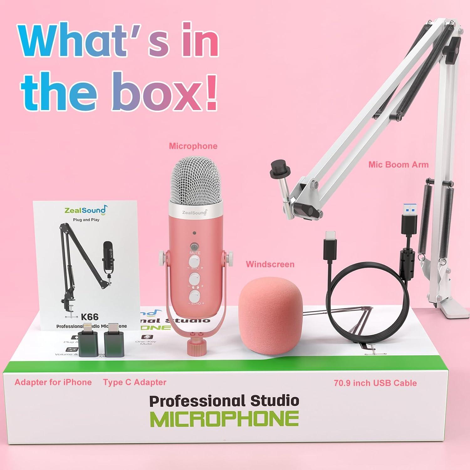 Micrófono USB para Juegos ZealSound K66P-S con Cubierta Peluda