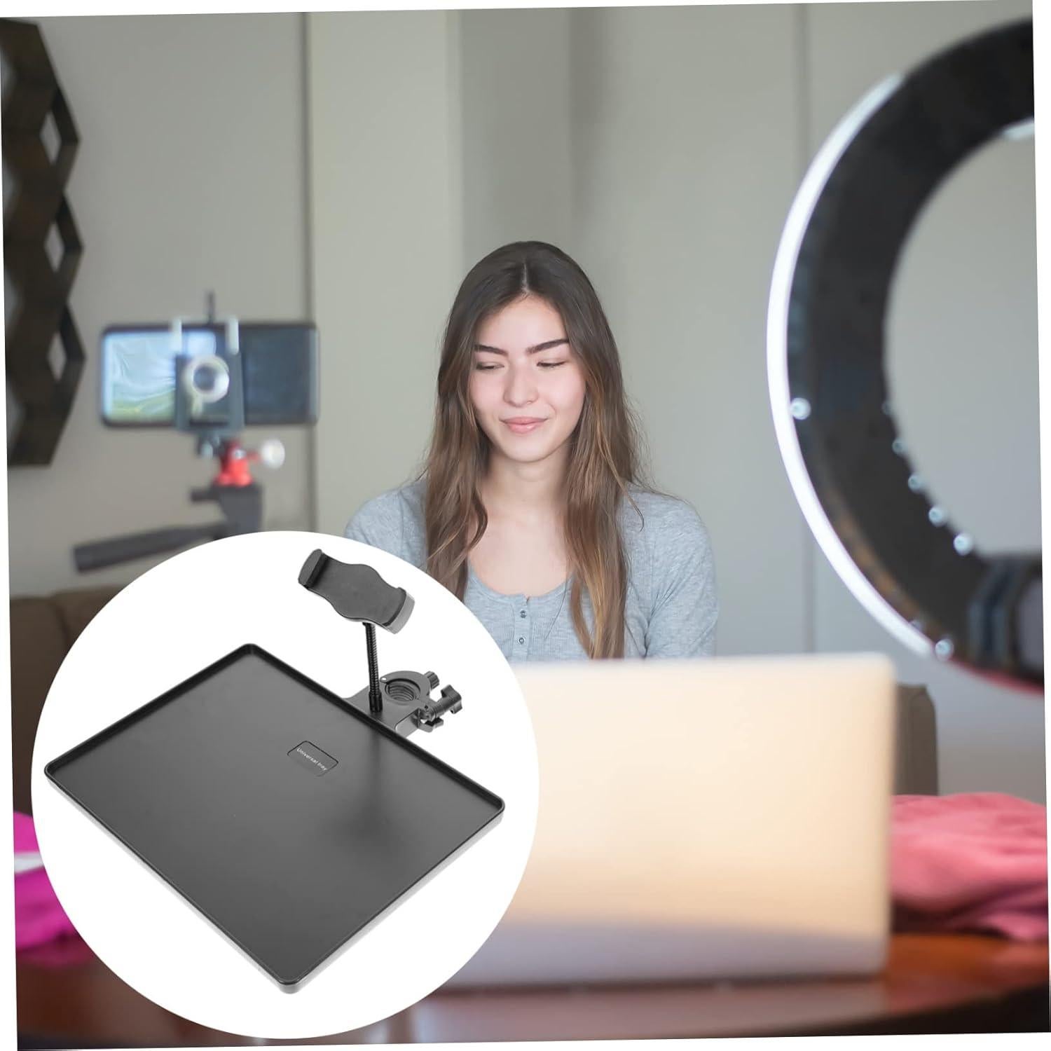 Soporte de Micrófono con Bandeja y Abrazadera para Móvil