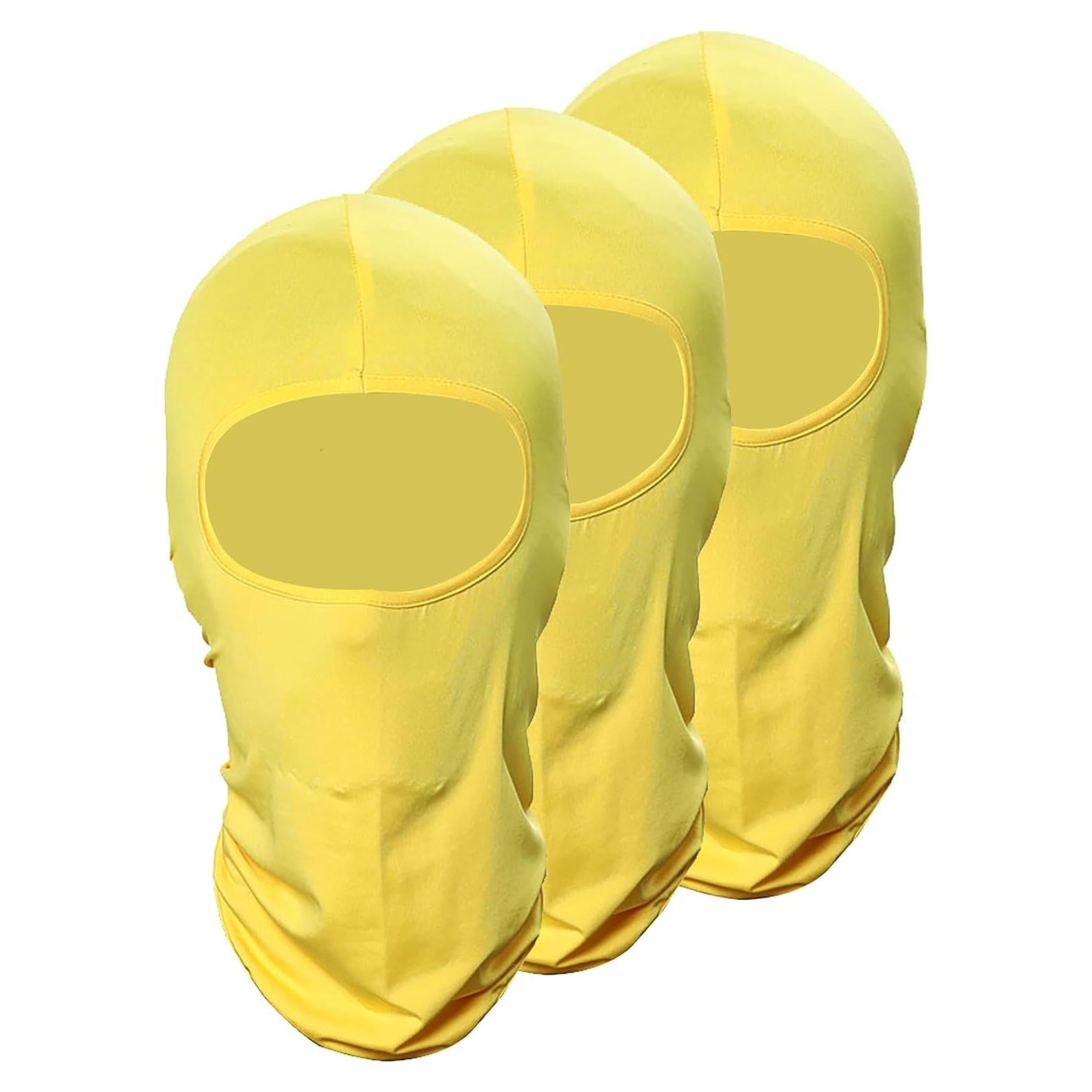 Paquete de 3 Pasamontañas Unisex Amarillo para Aire Libre