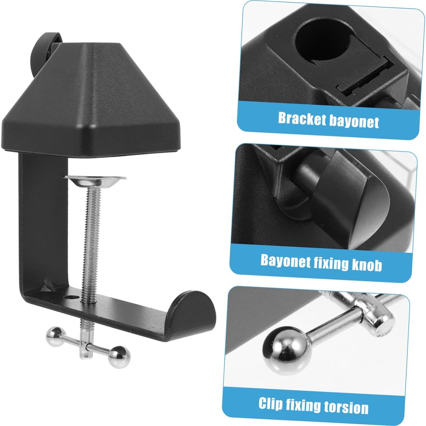 Base de Soporte de Micrófono Ajustable Negro - Abrazadera de Hierro