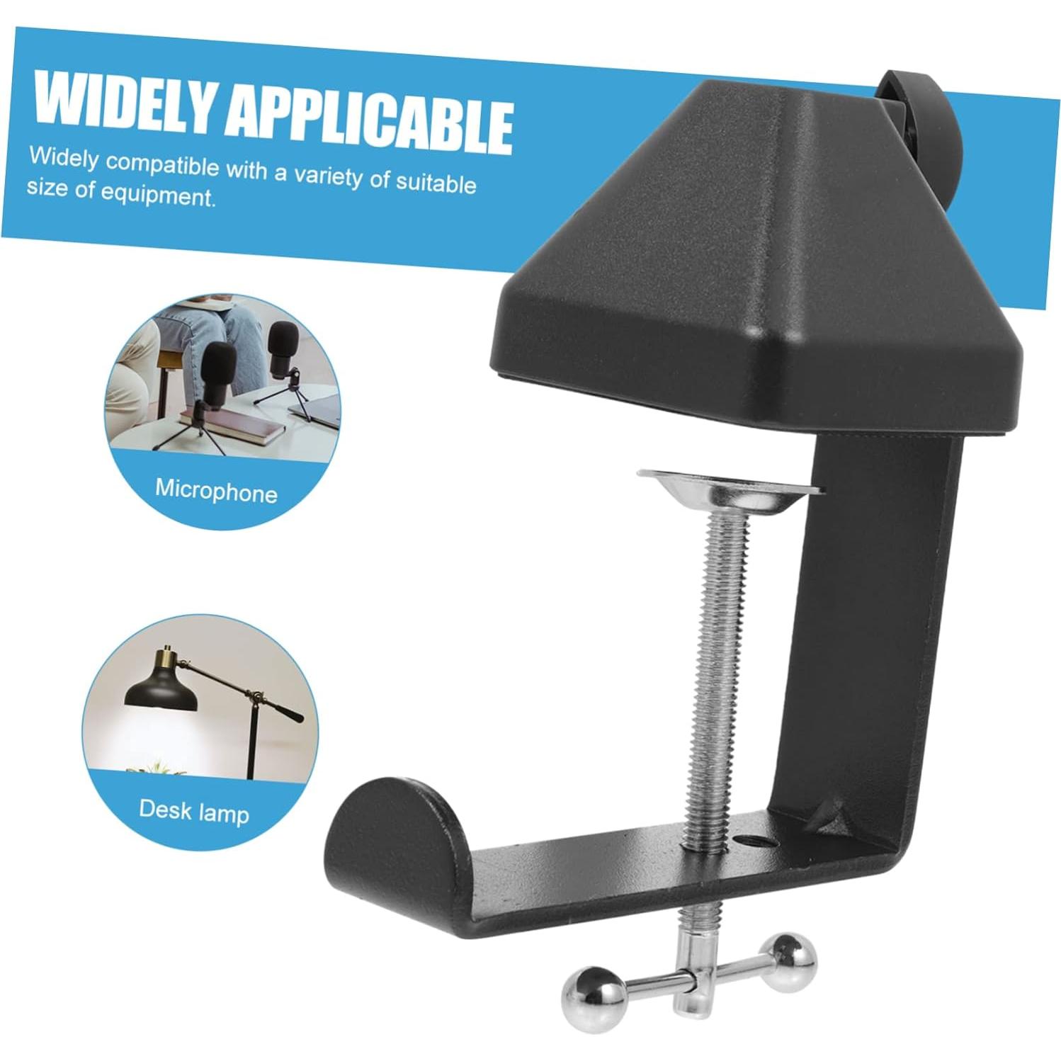 Base de Soporte de Micrófono Ajustable Negro - Abrazadera de Hierro