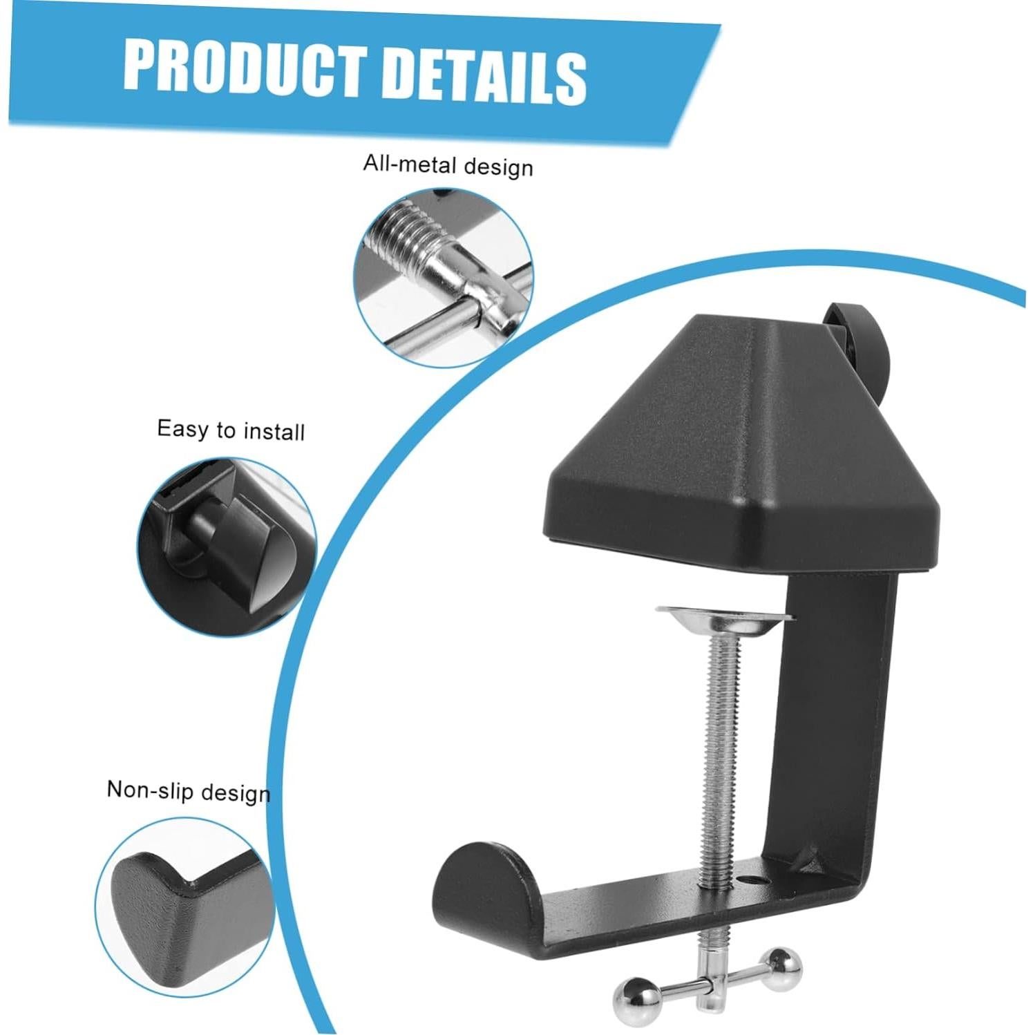 Base de Soporte de Micrófono Ajustable Negro - Abrazadera de Hierro